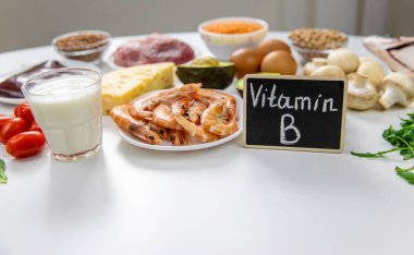 B vitamini içeren yiyecekler. Seçici odaklanma. Yiyecek..