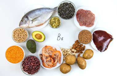 B6 vitamini içeren yiyecekler. Seçici odaklanma. yiyecek.