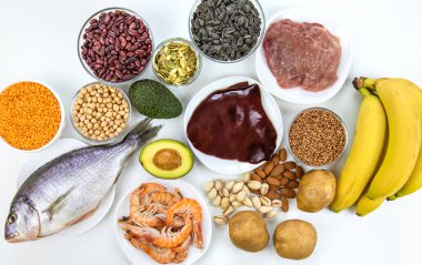 B6 vitamini içeren yiyecekler. Seçici odaklanma. yiyecek.