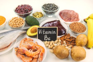 B6 vitamini içeren yiyecekler. Seçici odaklanma. yiyecek.