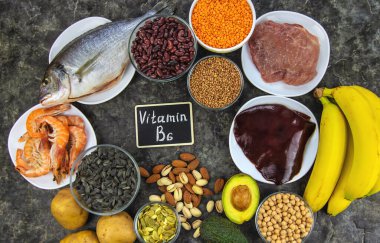 B6 vitamini içeren yiyecekler. Seçici odaklanma. yiyecek.