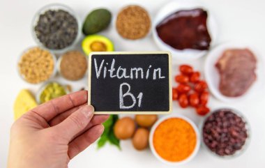 B1 vitamini içeren yiyecekler. Seçici odaklanma. yiyecek.