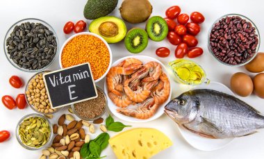 E vitamini içeren yiyecekler. Seçici odaklanma. yiyecek.