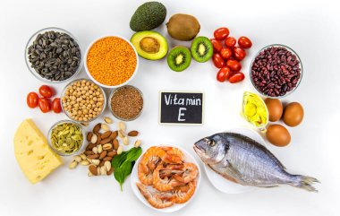 E vitamini içeren yiyecekler. Seçici odaklanma. yiyecek.