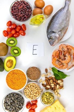 E vitamini içeren yiyecekler. Seçici odaklanma. yiyecek.