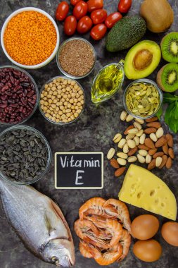 E vitamini içeren yiyecekler. Seçici odaklanma. yiyecek.