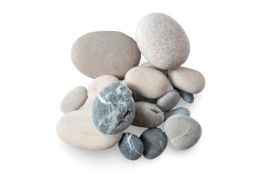 Beyaz arka planda izole edilmiş taşlar. Seçici odaklanma. Doğa.