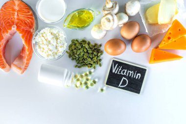 D vitamini içeren ürünler. Seçici odaklanma. yiyecek.