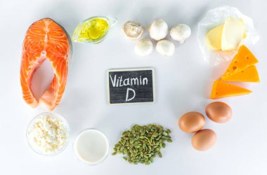 D vitamini içeren ürünler. Seçici odaklanma. yiyecek.