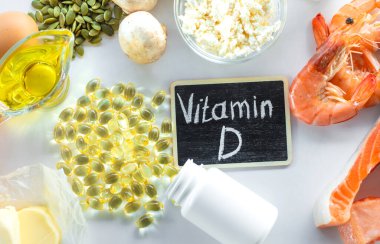D vitamini içeren ürünler. Seçici odaklanma. yiyecek.