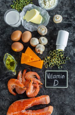D vitamini içeren ürünler. Seçici odaklanma. yiyecek.