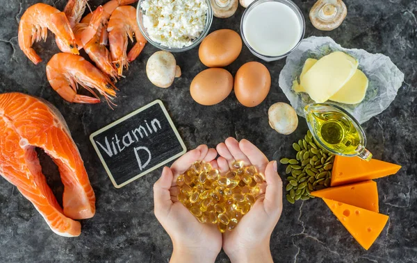 D vitamini içeren ürünler. Seçici odaklanma. yiyecek.