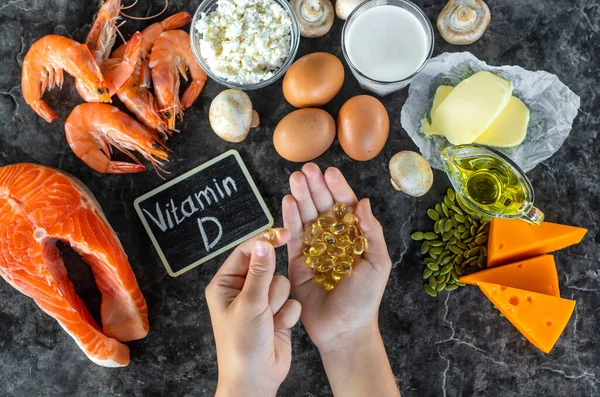 D vitamini içeren ürünler. Seçici odaklanma. yiyecek.