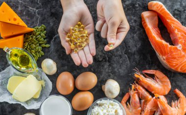 D vitamini içeren ürünler. Seçici odaklanma. yiyecek.