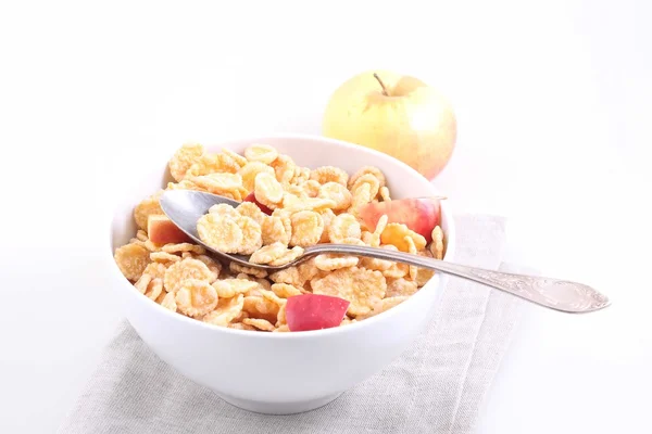 Muesli com fatias de maçã, um café da manhã útil — Fotografia de Stock