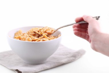 kadın eli kaşık müsli tam holding