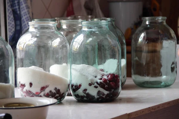 The process of harvesting the winter compote of dogwood — Stock Photo, Image