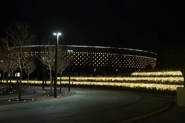 Schöne Abendliche Beleuchtung Des Parks Park Winter — Stockfoto