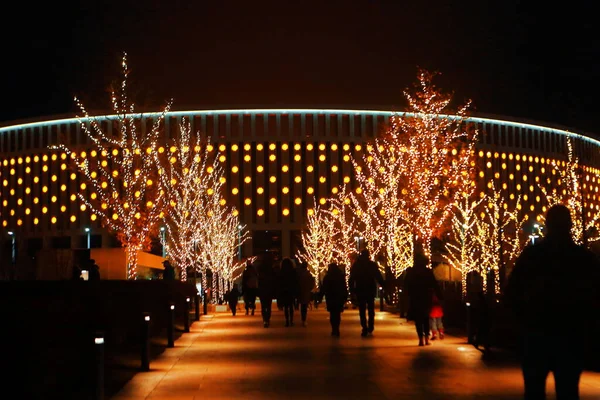 Iluminação Noturna Belo Parque — Fotografia de Stock