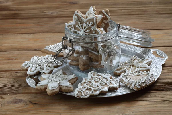 Peperkoek Koekje Met Witte Glazuur — Stockfoto