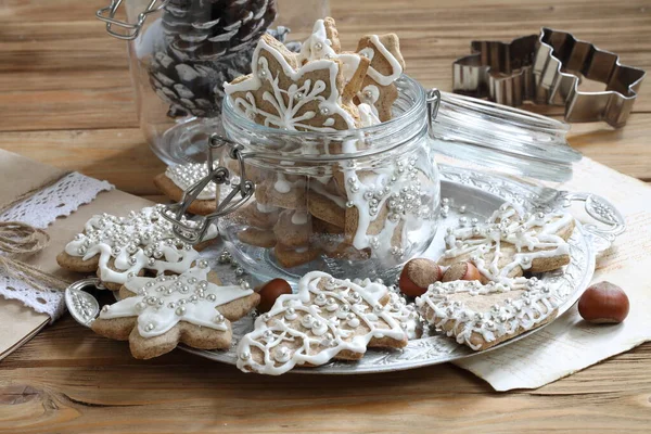 Peperkoek Koekje Met Witte Glazuur — Stockfoto