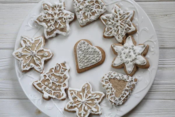 Gingerbread Christmas Tree Glazed Christmas Cookies — Stock Photo, Image