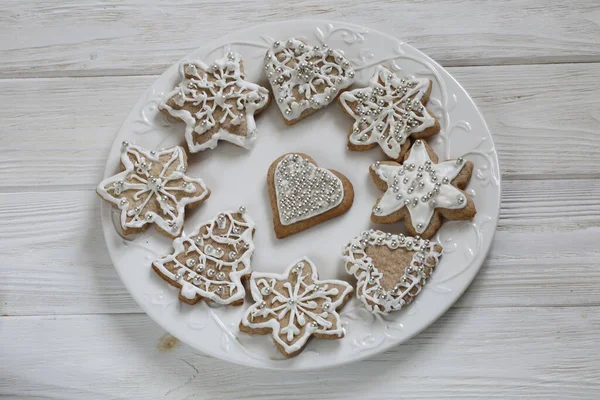 Gingerbread Christmas Tree Glazed Christmas Cookies — Stock Photo, Image