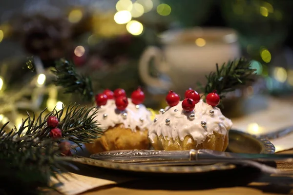 Кекси Різдвяні Кекси Білій Глазурі — стокове фото