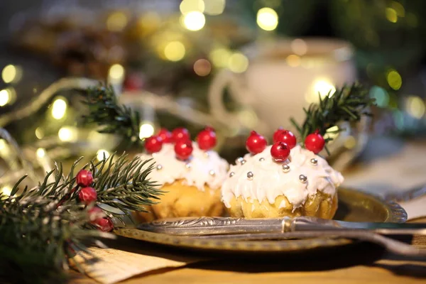 Кексы Рождественские Кексы Белой Глазури — стоковое фото