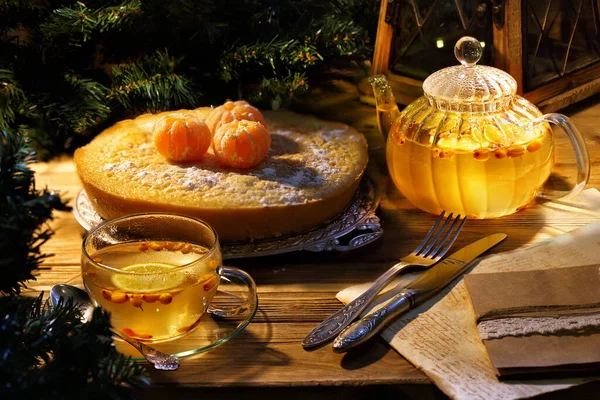 Mannik Pie Sea Buckthorn Tea — Stock Photo, Image