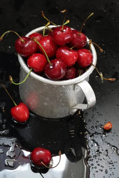 Sweet Cherry Red Cherries Mug — Stok fotoğraf