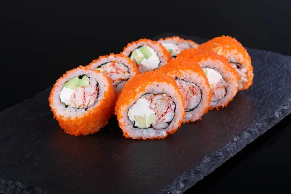 Kalifornien Rullar Med Krabba Ost Och Gurka Sushi Med Krabba — Stockfoto