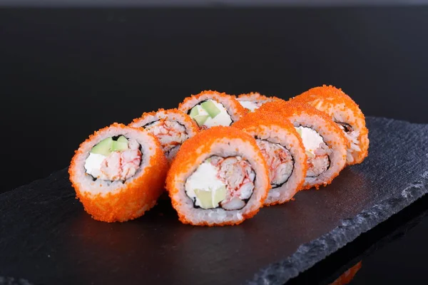 Kalifornien Rullar Med Krabba Ost Och Gurka Sushi Med Krabba — Stockfoto