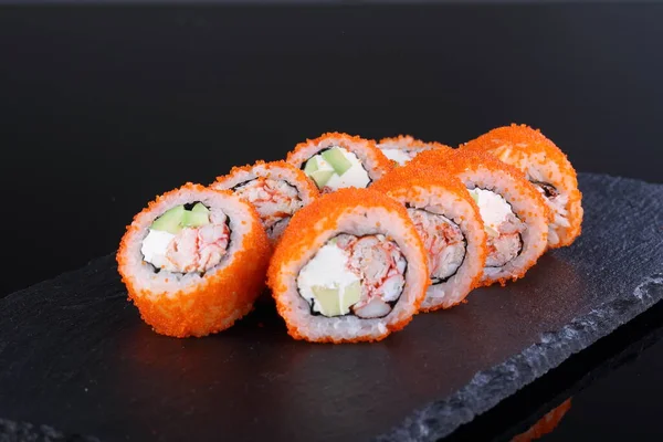 Kalifornijskie Bułki Krabem Serem Ogórkiem Sushi Krabem — Zdjęcie stockowe