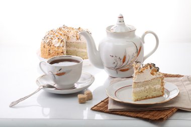 Çay ve pasta grafiğinden bir kremalı bisküvi