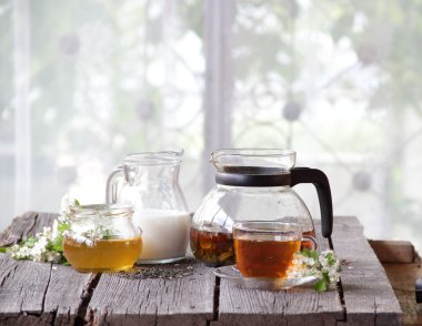 Süt ve bal ile gönderilmiş çay