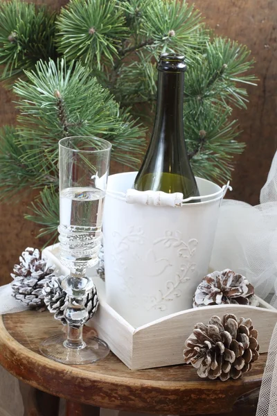 New year's Stilleben med champagne — Stockfoto