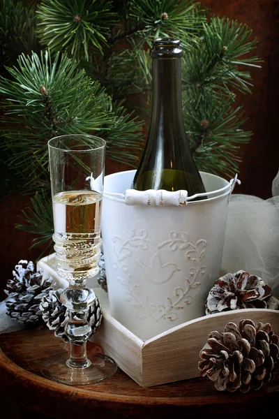 New year's Stilleven met champagne — Stockfoto