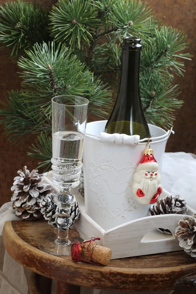 New Year's still life with champagne — Stock Photo, Image