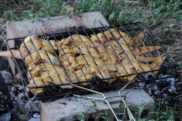 Poulet rôti, poulet rôti sur une assiette blanche — Photo