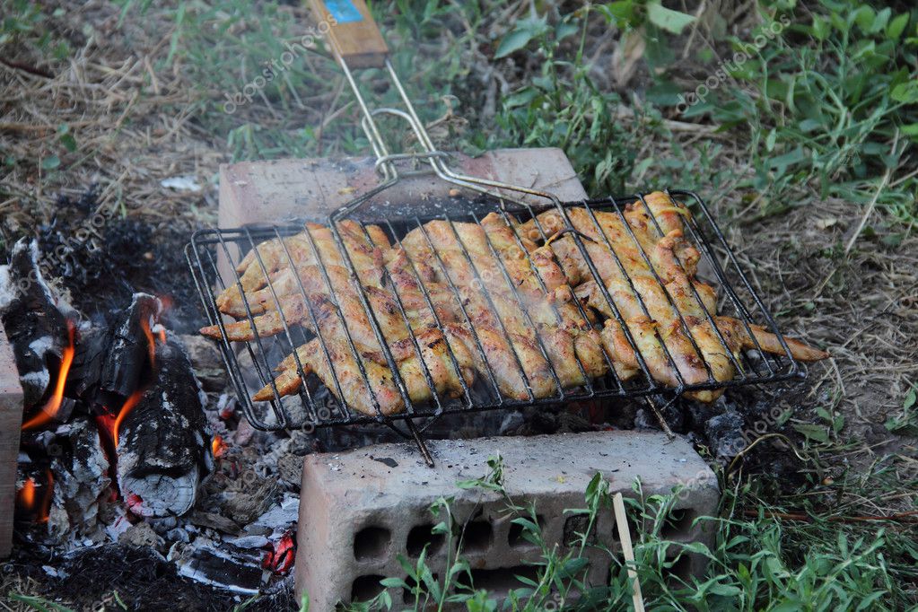Frango assado, frango assado em uma bandeja branca — Foto © DmZo