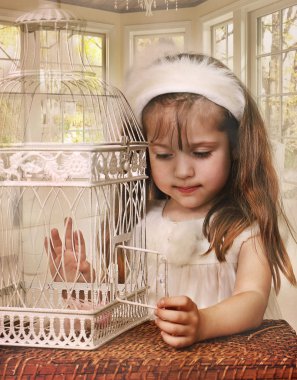 Kız bir dekoratif kafes açar
