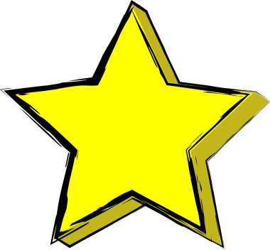 Üç boyutlu çizim gibi çizgi film karakterleri olan sarı yıldız