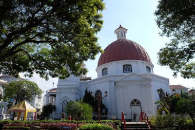 Semarang, Endonezya, 17 Temmuz 2019. Gereja Blenduk, 1753 yılında Hollanda 'nın işgali sırasında inşa edilen orta Java' daki en eski Hıristiyan kilisesi..