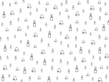 Çan ve mum motifleri. Hıristiyanların kutsal gecesinin sembolü.