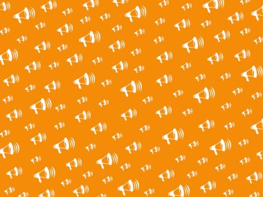 Kalabalıklar halinde megafon simgelerinin düz tasarımı bir model oluşturur. Arka plan motifi, ister bir mücadele ister önemli bir duyuru olsun, bir şeyi seslendirmek için temalı tasarımlar için kullanılabilir