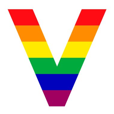 LGBT sembolü olarak gökkuşağı renk kompozisyonu ile Zafer için V harfi. 