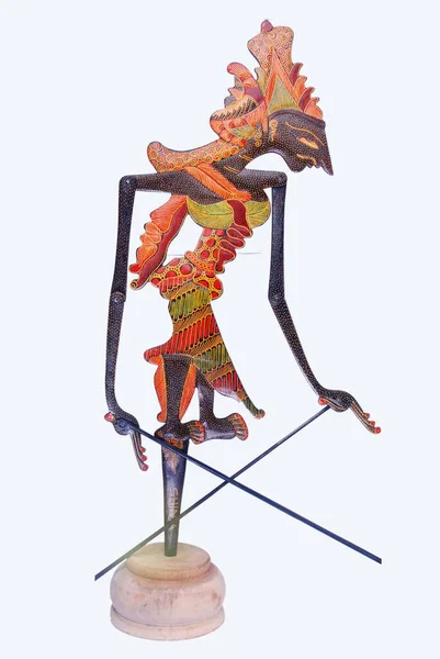 Uma Lembrança Boneco Madeira Com Belo Motivo Batik Parece Luxuosa — Fotografia de Stock
