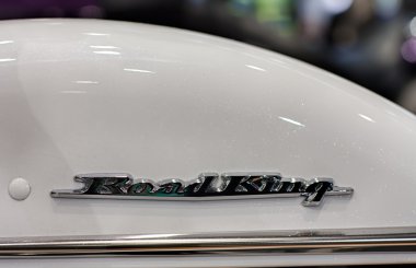 Close up of inscription on fender  of motorcycle Road King  clipart