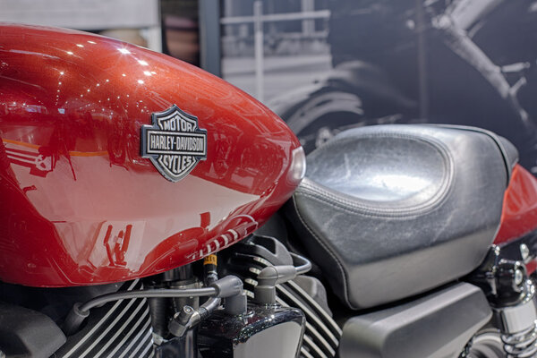 Close up fuel tank of motorcycle Harley Davidson Street 750